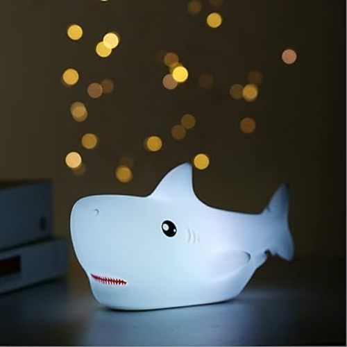 TriPro Shark Silicone Nursery Night Light Beach Room Decor Desk Lamp Bedroom Decorations