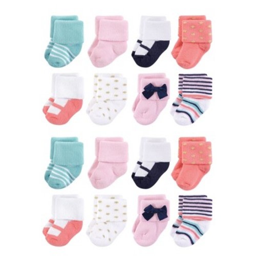 Little Treasure Cotton Rich Terry Socks 16-Pack, Coral Sparkle, 0-6 Months