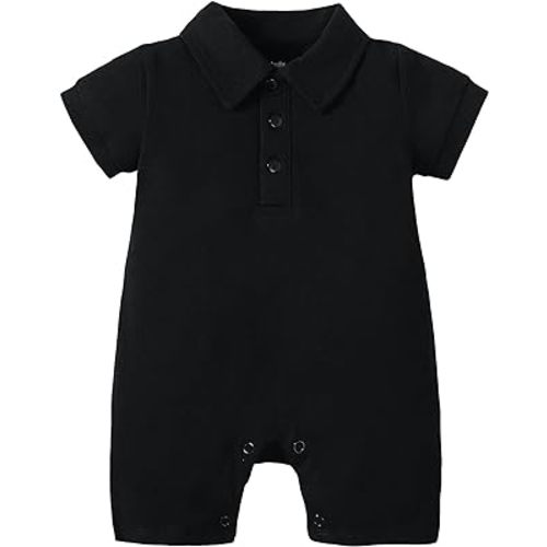 DEFAHN Baby Boy Polo Romper Short Sleeve Solid Bodysuit Jumpsuit Collared Onsies Pique Infant One-Piece Outfit