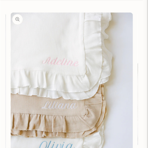 Embroidered Knitted Ruffled Blanket