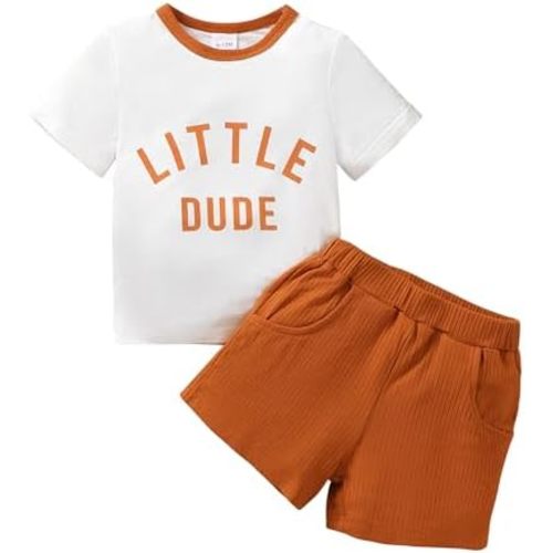 Baby Boy Summer Clothes Outfits Infant Letter Print Short Sleeve T Shirt and Casual Shorts 2Pcs Outfits 6-24 Months