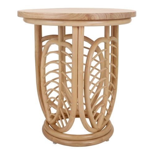 New Pacific Direct Ayra Rattan Side/End Table w/ Wood Top in Natural