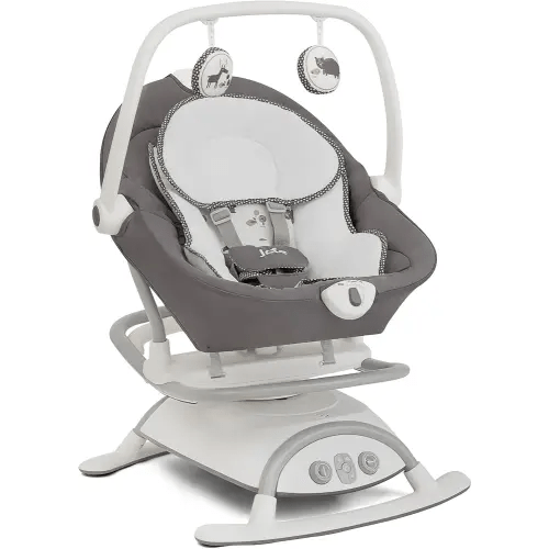Joie Cinnamon 2-in-1 Glider and Rocker – Multi-Motion Baby Swing and Rocker Combo with Plush Fabrics, Compact Design, and Multiple Recline Positions – Soothing Sounds & Gentle Vibrations (Frankie)