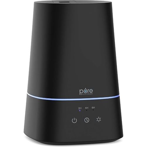 Pure Enrichment HUME Max - Easy Top-Fill Ultrasonic Cool Mist Humidifier, 3.7-L (1 Gallon) Water Tank, 3 Mist Settings, & Auto Shut-Off Timer - Ideal for Large Bedrooms, Nurseries & Dry Areas (Black)