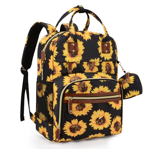 Tuwubi Diaper Bag Backpack, Baby Essentials Travel Tote Bag, Multi function Waterproof Backpacks, Travel Essentials with Stroller Straps & Pacifier Case - Sunflower