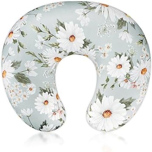Pea Pod Nursing Pillow Cover Breastfeeding Pillow Slipcover for Moms Soft Breathable Organic Knit Fabric Newborn Infant Feeding Pillow Covers for Baby Girl Boy, Daisy