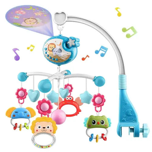 nicknack Móvil de bebé para juguetes de cuna con música y luces, móvil para cuna de bebé para bebés de 0 a 6 meses