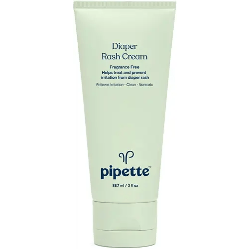 Pipette Diaper Rash Cream - Relieve & Prevent Diaper Rash with Non-Nano Zinc Oxide, Fragrance-Free Baby Butt Cream, Non-Toxic Daily Protective Balm, 3 fl oz