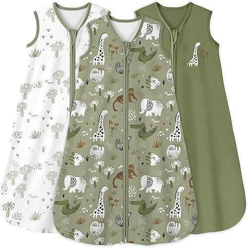 Yoofoss Baby Sleep Sack 0-6 Months 0.5 Tog Wearable Blanket for Baby, 3 Pack 100% Cotton Infant Toddler Sleeping Sack 2-Way Zipper Lightweight Sleep Sack
