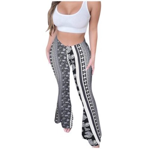 Luxalzxs Flare Leggings for Women High Waisted Boho Palazzo Wide Leg Yoga Pants Ethnic Paisley Floral Bell Bottoms Flared Leggings