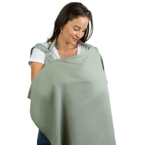Muslin Nursing Cover for Baby Breastfeeding, Soft & Breathable Breastfeeding Cover by Comfy Cubs, Color: Sage