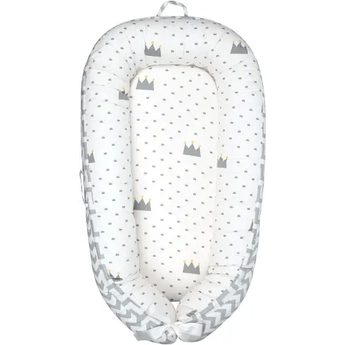 Mamibaby Baby Lounger for Newborn Cover - Newborn Lounger for 0-12 Months, Breathable & Portable Infant Lounger - Adjustable Cotton Soft Baby Floor Seat for Travel, Newborn Essentials (Crown)