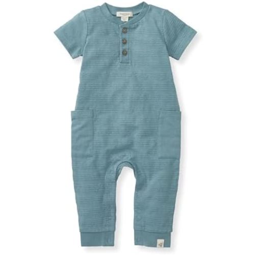 Burt's Bees Baby Boys' 100% Organic Cotton One-Piece Short Sleeve Jumpsuit