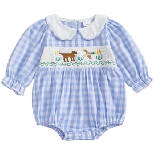 Baby Girl Outfits Smocked Bubble Romper Jumpsuit Long Sleeve Bodysuit Cute Newborn Infant Fall Winter Clothes