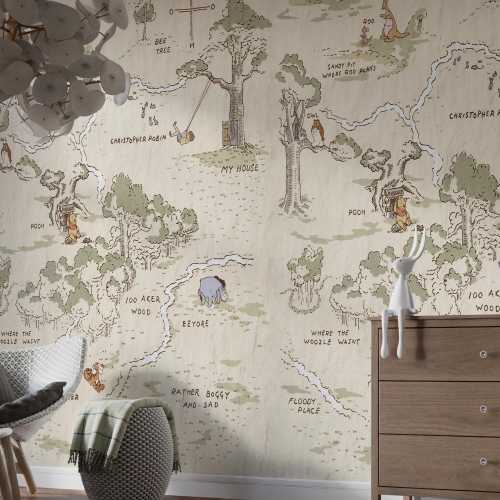 Classic Winnie the Pooh Wallpaper Wall decal pooh Wall art Eeyore Wall paper Vintage Wallpaper for baby Room decal Nursery room decal