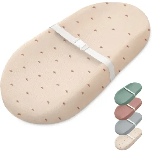 Blissful Diary Muslin Baby Changing Pad with Waterproof Lining Foam, Diaper Changing Table Pad with Cover for Dressers (Sunshine, Avocado)