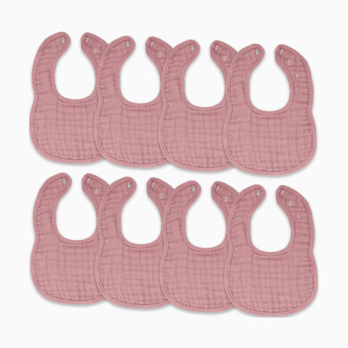 Comfy Cubs Muslin Bibs with Adjustable Snaps (8 Pack) - Mauve, 8