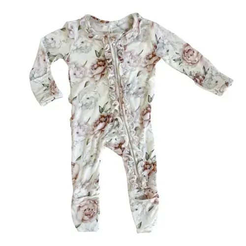 Floral Dreams Ruffle Zip Footie | 6-9 Months