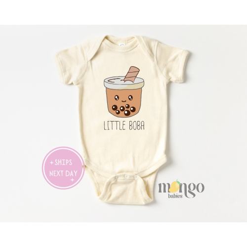 Little Boba Baby Onesies® Brand Cute Milk Tea Baby Bodysuit Natural Baby Clothes Baby Gift Newborn Cute Baby Shower Gift for Kid Shirt 1530