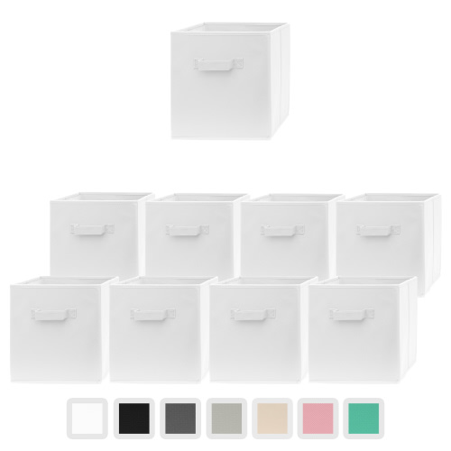 Pomatree 11 Inch Cube Storage Bin - 9 Pack – Fabric Cube Organizer Bins (White)