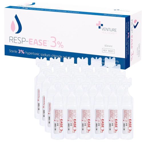 3% Hypertonic Saline Solution for Inhalation via Nebuliser 240ml / 8.11 FL OZ - Helps Clear Airways and Congestion from Lungs - 60 x 4ml Vials - Nebulizer Saline Solution