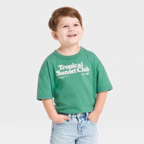 Grayson Mini Toddler Boys' Short Sleeve Tropical Club Oversized T-Shirt - Green 12M