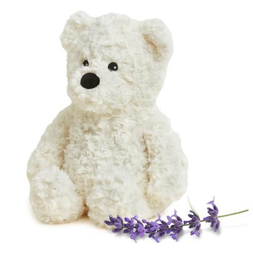 warmies Microwavable & Weighted Stuffed Animals, Cream Curly Bear - Heated Stuffed Animal Plushie for Warmth & Comfort - Cute Soft Plush Toys for Adults & Children (Boys, Girls, Babies & Toddlers)