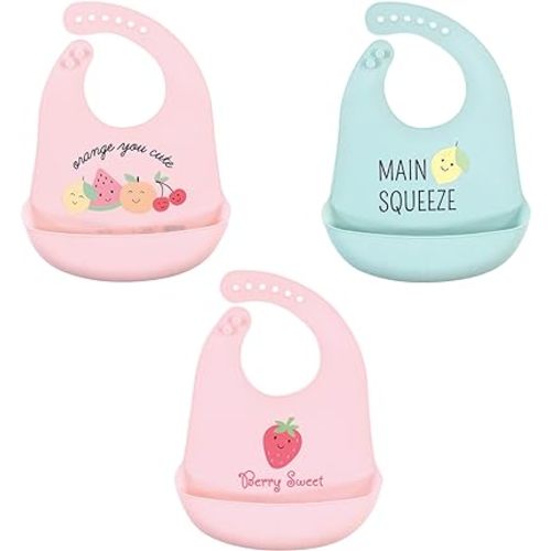 Hudson Baby Unisex Baby Silicone Bibs, Cute Fruit, One Size