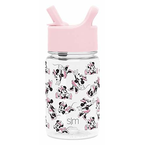 Simple Modern Disney Minnie Mouse Kids Water Bottle Plastic BPA-Free Tritan Cup with Leak Proof Straw Lid | Reusable and Durable for Toddlers, Girls | Summit Collection | 12oz, Minnie Mouse Retro