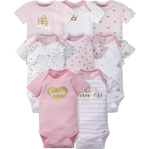 Gerber Baby Girls' 8-Pack Short Sleeve Onesies Bodysuits