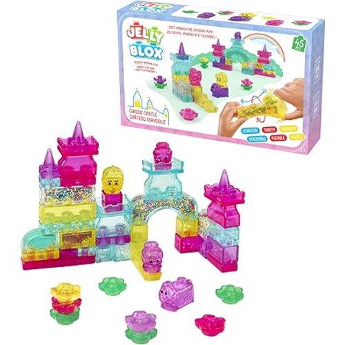Jelly Blox Classic Castle Set | Includes 45 Pieces | Toddler & Preschool Building Blocks Kids Can Squeeze, Stretch, Squish | Safety Tested & Ouch-Free | Tactile, Sensory Play Toy for Ages 2+
