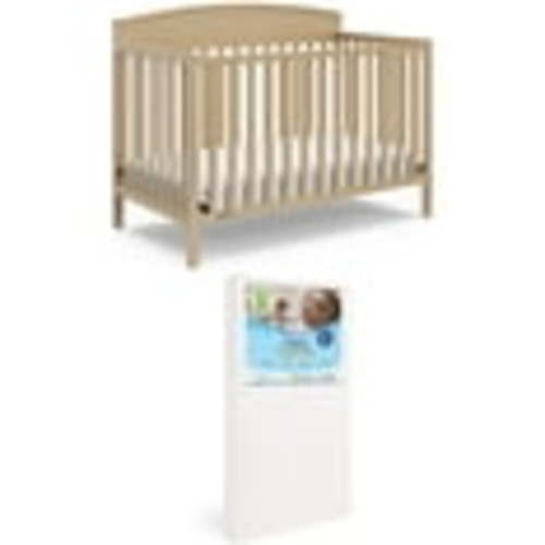 Graco Benton 5-in-1 Convertible Crib and Premium Crib & Toddler Mattress Bundle, Driftwood