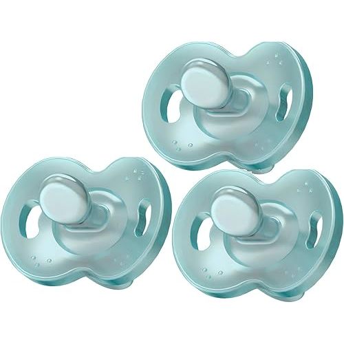 Playtex Baby Binky Orthodontic Pacifier with Air Comfort Shield, Silicone, Newborn Size, Mint Green, 3 Count