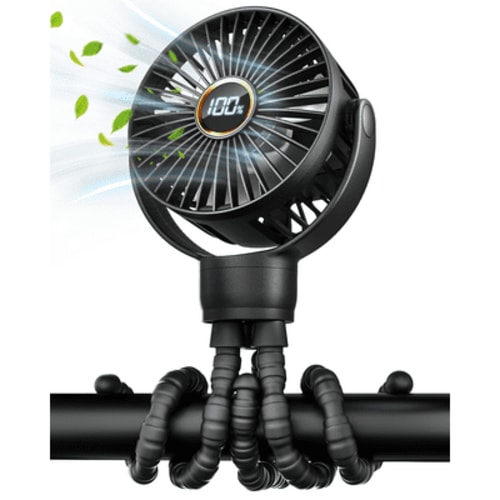 FrSara Portable Baby Stroller Fan,Stroller Fan Clip On for Baby, Safe and Quiet,4000mAh, Baby Fan for Stroller and Car Seat, 3-Speed Adjustable,Suitable for Desks,travel,Bicycles,Camping- Black