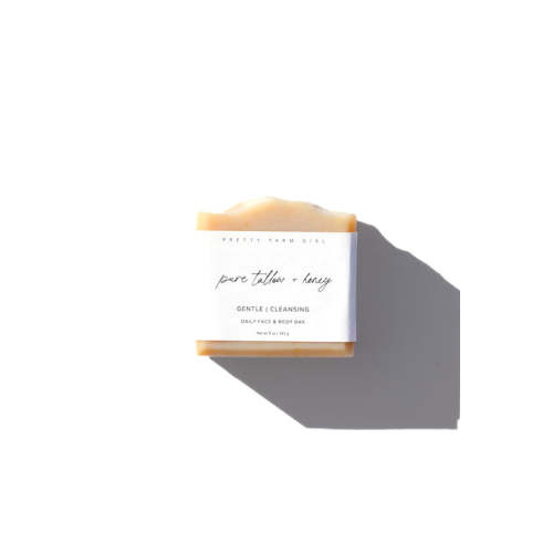 Pure Tallow + Honey Fragrance Free Handmade Tallow and Goat Milk Soap Bar
