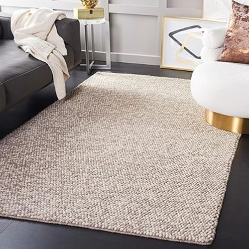 SAFAVIEH Natura Collection Area Rug - 6' x 9', Beige, Handmade Wool, Ideal for High Traffic Areas in Living Room, Bedroom (NAT620B)