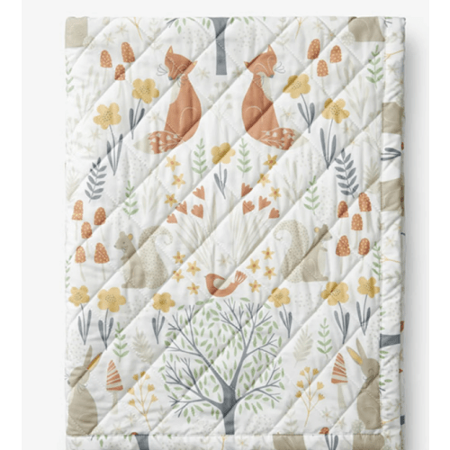 Forest Animals Classic Cool Organic Cotton Percale Quilted Reversible Sherpa Stroller Blanket