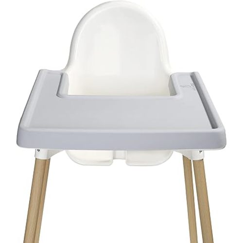 Highchair Grippy Coverall Placemat, Compatible with IKEA Antilop, Highchair Accessories, Wipeable, Silicone Placemat for Highchair Tray (Gray)