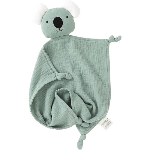 Organic Cotton Bunny Loveys for Babies,Newborn Baby Lovey Security Blanket,Lovies for Babies New Born Baby Unique Neutral Gifts Boys and Girls (Koala-Green)