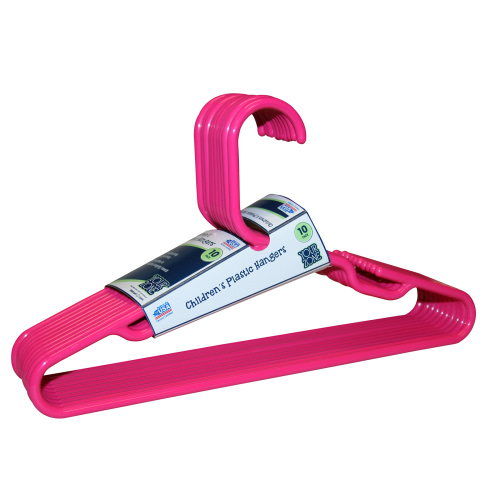 Your Zone Kids Plastic Clothing Hangers, 10 Pack for Little Child's Pants, Fuschia Burst