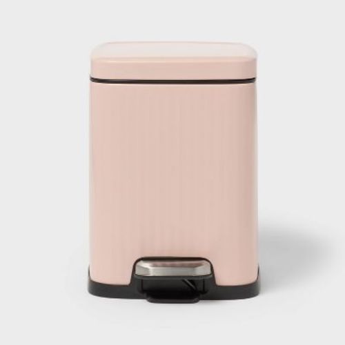 4L Ribbed Stainless Steel Step-On Trash Can Pink - Brightroom™