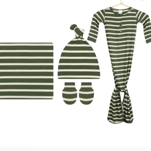 Tyler Ribbed Newborn Hat Bundle (Gown)