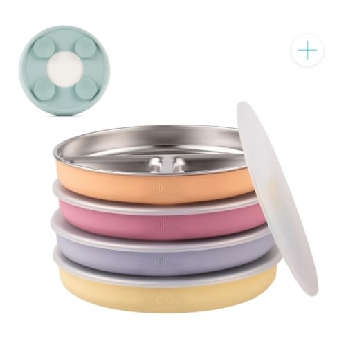 7.8" Stainless Steel Divided Plates with Suction Sleeve