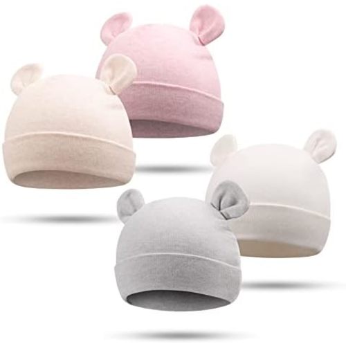 Bamery Newborn Baby Girls Hospital Hat Thick Cute Bear Ear Cotton Baby Boy Beanie for 0-6Months