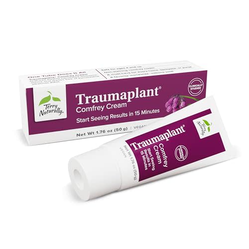 Terry Naturally Traumaplant Comfrey Cream - Non-Staining Herbal Cream - Clinically Studied and Free of Pyrrolizidine Alkaloids - for External Use Only - 1.76 oz