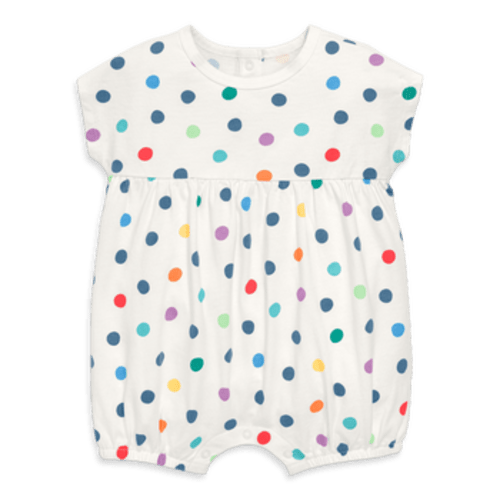 Baby Bubble Shortie In Rainbow Confetti Dots, 0-3M