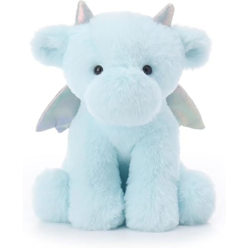 Apricot Lamb Dragon Soft Cute Plushies Toy for Kids, Cuddly Stuffed Animal for Baby Girls and Boys, Fluffy Sky Blue Dragon 7.9 Inches (Sky Blue)