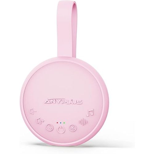 White Noise Sound Machine for Sleeping Adults & Baby, Portable Noise Machine with 24 Soothing Sounds, Bluetooth 5.1, Battery Powered, 3 Timer Settings, Memory Function for Home, Office, Travel (Pink)
