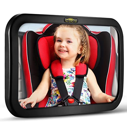 Baby Car Mirror, DARVIQS Car Seat Mirror, Safely Monitor Infant Child in Rear Facing Cars Seat, Wide View Shatterproof Adjustable Acrylic 360for Backseat, Crash Tested and Certified for Safety