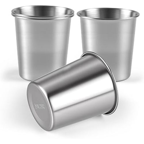 Ninsula Stainless Steel Cups 4 Pack, 8 Ounce Unbreakable Stackable Metal Cups, Durable Reusable Kids Stainless Steel Cup for Bar, Home, Restaurant